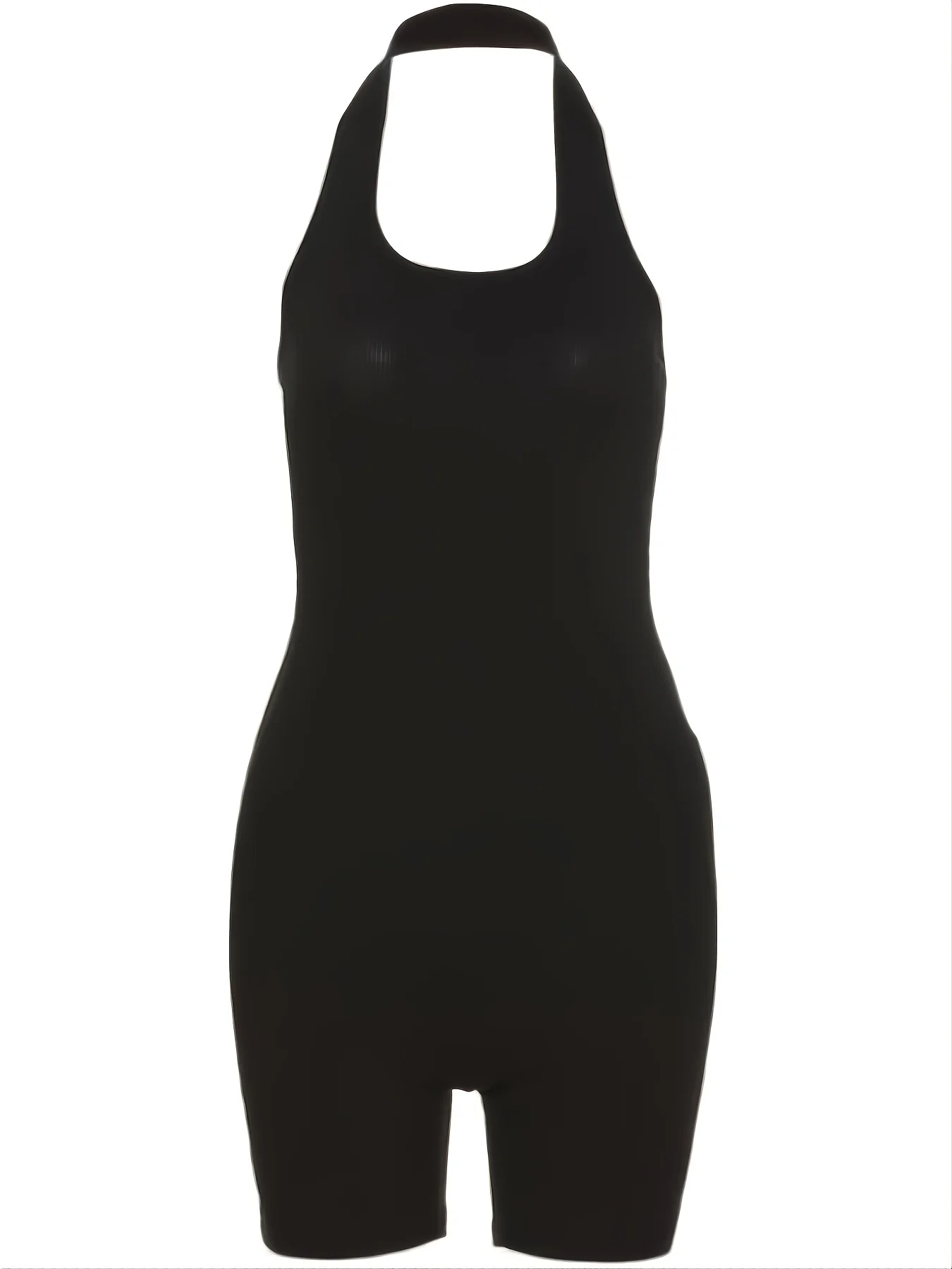 Damen Plus Size Mode schwarz Neck holder Overall Dame übergroße sportliche einfarbige sexy Yoga Body-Con Kleidung