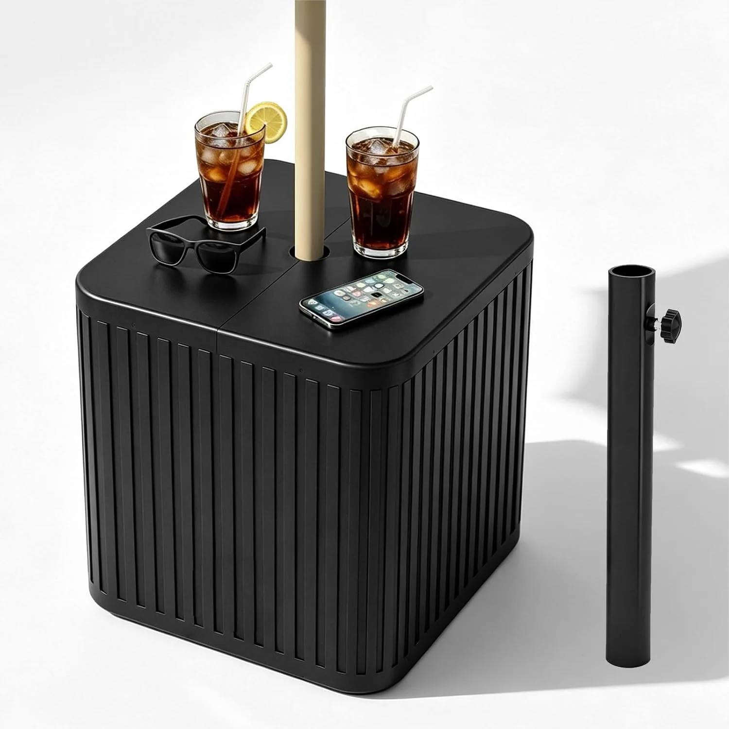Patio Side Table with Umbrella Base - 16.54
