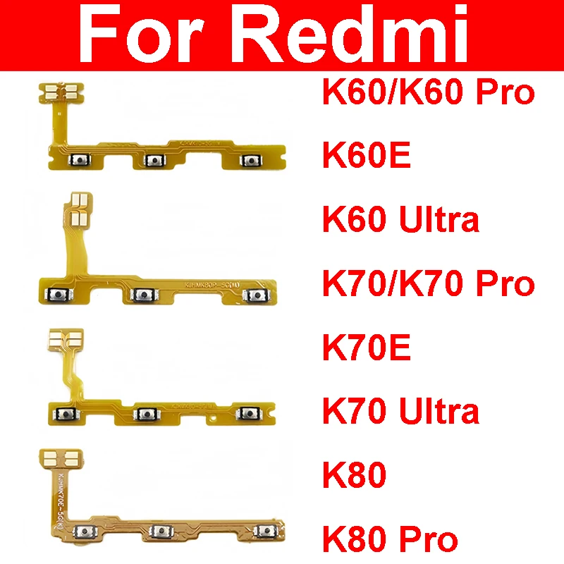 Adjust Volume SideKey Flex Cable For Xiaomi Redmi K60 K70 K80 Pro K60E K60 K70 Ultra Volume Power Button Flex Ribbon Repair