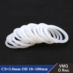 10/50 Pz Bianco Food GradeSilicone O Ring Guarnizione CS 3mm OD 10 ~ 100mm Rondella Impermeabile Gomma Isolata O Forma VMQ O Rings