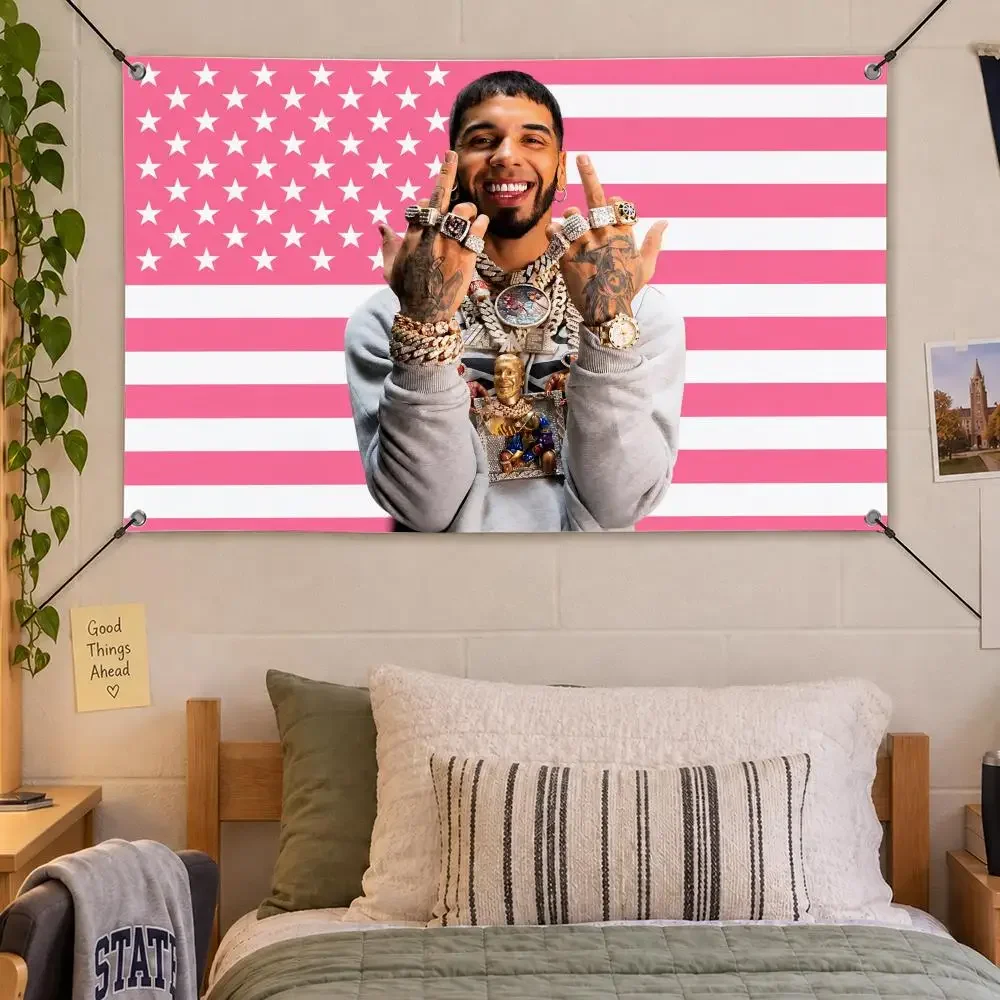 Music Latin Rapper Anuel AA Flags Decorative Flag Banner Indoor Bedroom Dorm Gaming Room Wall Party Club Decor Fan Gift