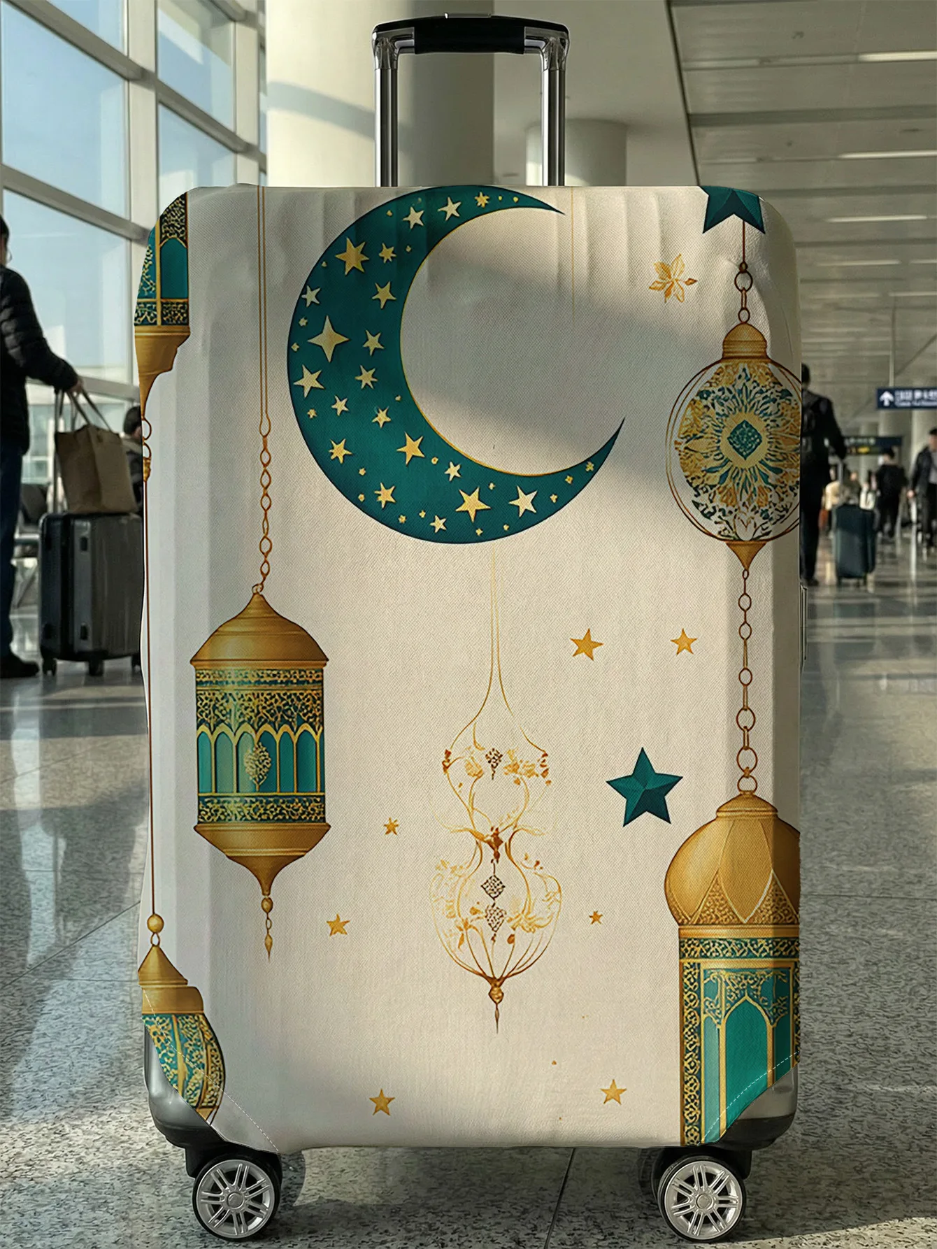 

Ramadan Moon Star Vintage Lantern Luggage Cover, Suitable for 18-32 Inch Luggage Cover, Luggage Handle Glove, Travel Accessories