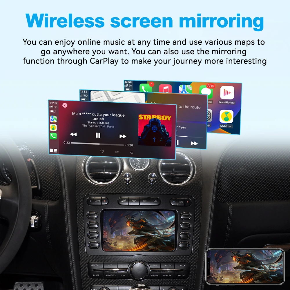 واجهة JoyeAuto اللاسلكية Apple CarPlay لسيارة Bentley Continental Flying Spur 2004-2011 Android Auto Mirroring AirPlay Car Play