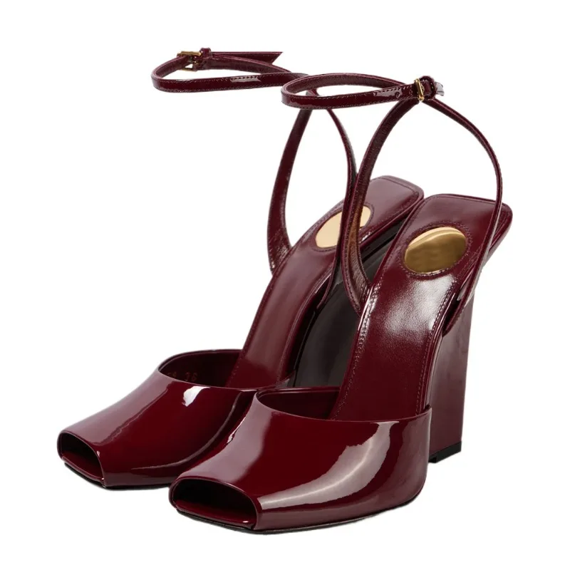 

2025 Women's Peep Toe Platform Sandals Chunky Heel Square Front Satin Strappy High Heel Summer Spring Fashion Shoes
