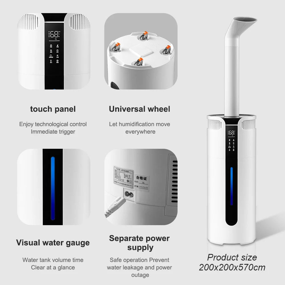 مرطب هواء كبير 16 لتر، مرطب بالموجات فوق الصوتية الصناعية لغرفة النوم، صانع ضباب كهربائي تجاري، سعة كبيرة