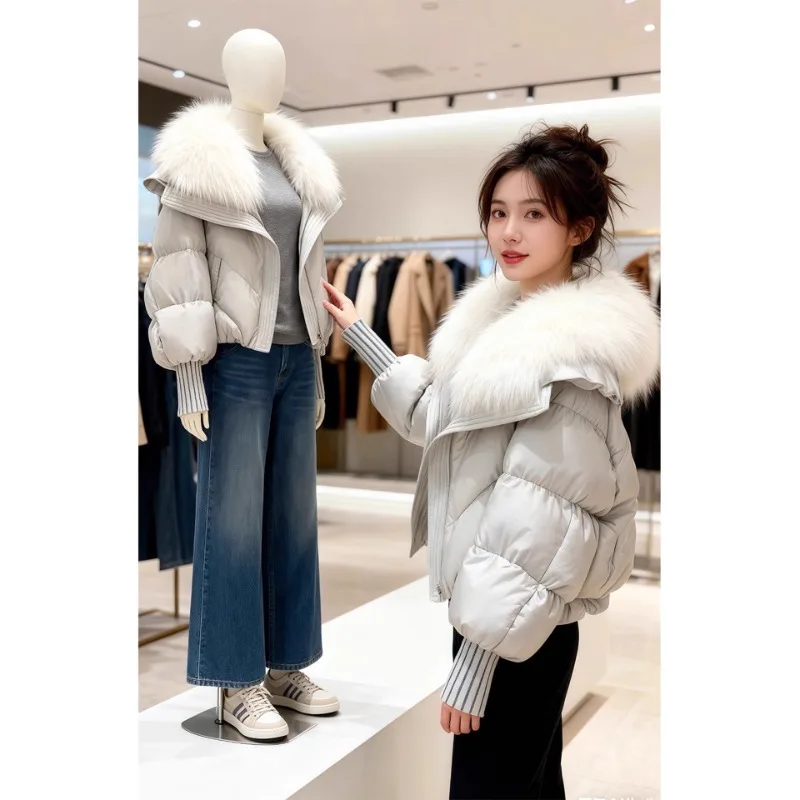 

Faionable ort Cotton Jaet Женское теплое хлопковое пальто с большим меховым воротником Осень-зима Дизайн Sense Sli Универсальный Oute...