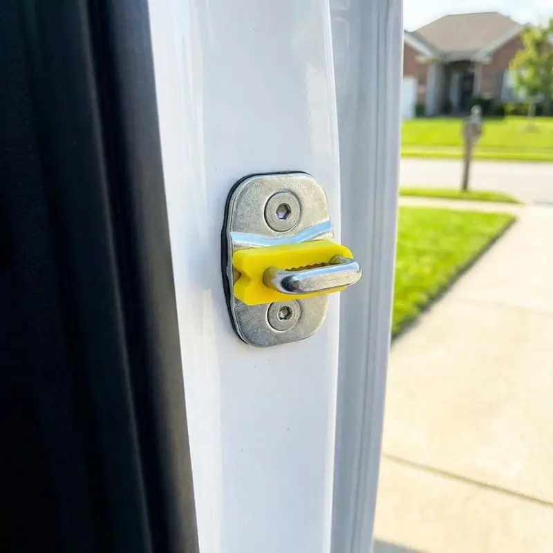 4pcs Car Door Lock Shock Absorber Silicone Cover Noise Reduction & Anti-Collision Pad, Universal Latch Protector For Auto Door