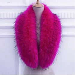 JKP Winter Natural Raccoon Fur Collar Coat Scarves Women's Natural  fox Fur Collar Scarf Wine Red Fashion Wild Horn Scarf Female