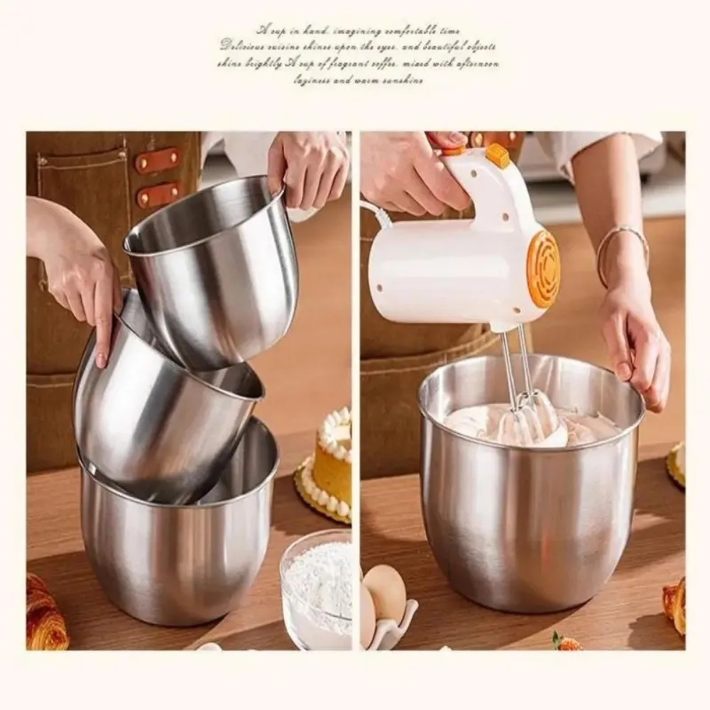 Stainless Steel Mixing Bowl Splash Proof Household Salad Egg Beating Basin Deep Design Bread Cake Fruit Container