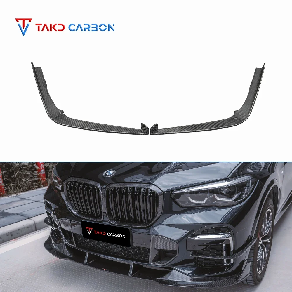 TAKD Carbon Design 3K Twill Surface 100% Dry Carbon Fiber Material Front Bumper Canards For BMW X5 G05 2022