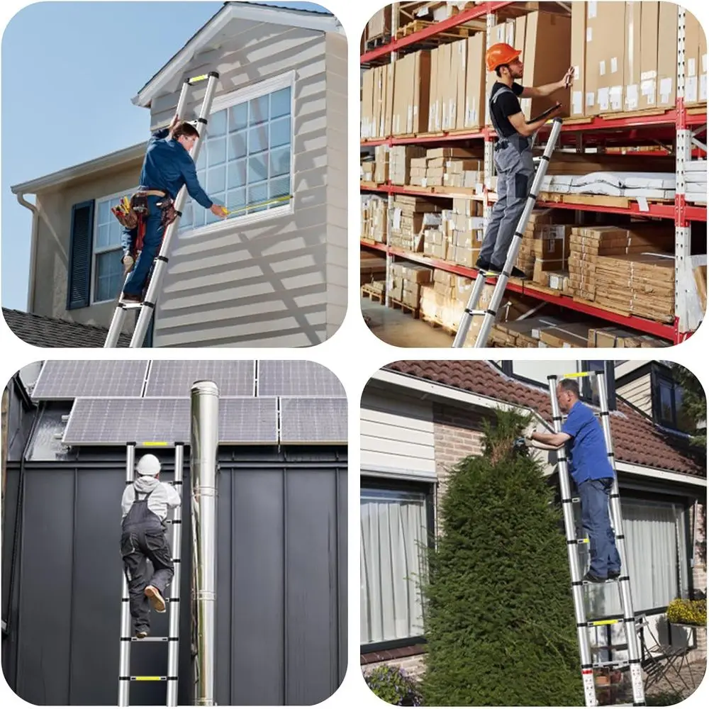 12,5FT Extensão Dobrável Escaleras Compact Dealuminio para Trabajo Escada Expansível Retrátil, 330lbs Max Capaci