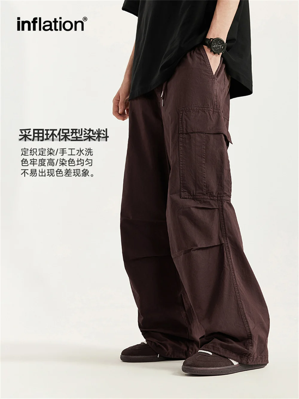 Ready-to-wear washed wide-leg overalls 2024 spring/summer new street multi-pocket loose casual pants for men