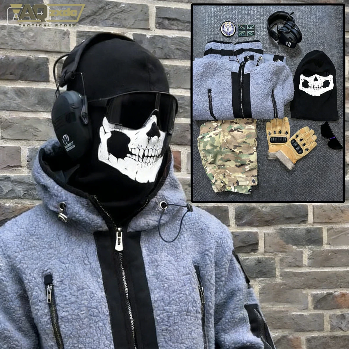 Set táctico camuflaje ghost – Chaqueta pasamontañas pantalón airsoft - imagen 4