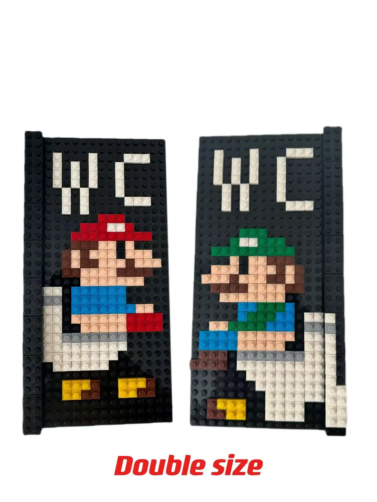 Bloques de construcción creativos de Super Mario, número de puerta de WC, letrero de inodoro Luigi, bloques de construcción de melocotón, accesorios para el hogar, montaje Diy