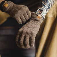 Maden Unisex Gift Vintage Polar Fleece Gloves Touchscreen Individual Fingers Ribbed Cuff Windproof Warm Gloves for Fall Winter