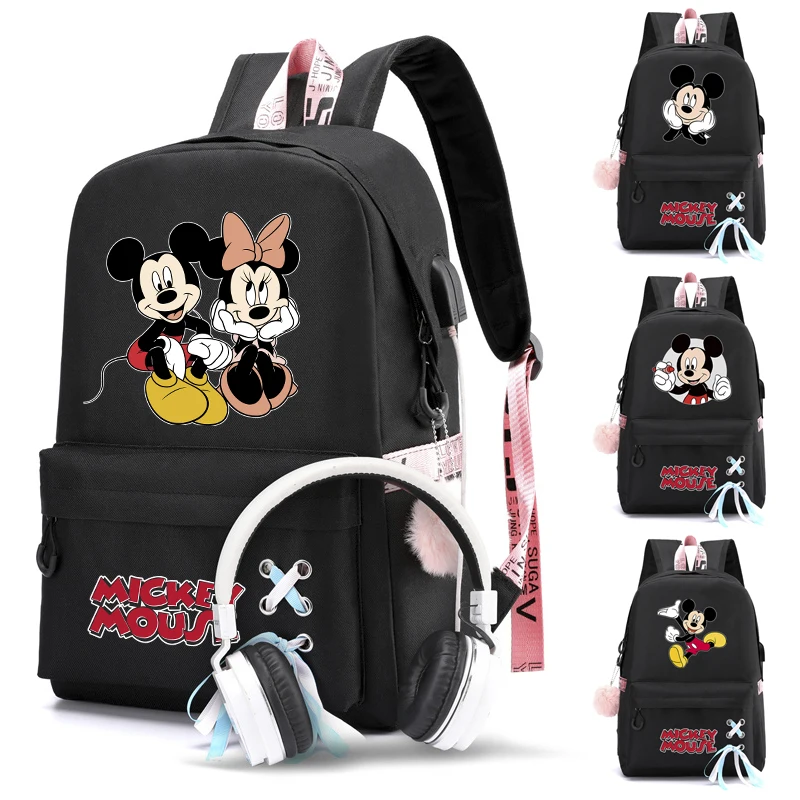 

Disney Mickey Mouse Backpacks for Girl Student Teenager Children Knapsack Schoolbag Women Rucksack Cartoon Bookbag Travel Bags