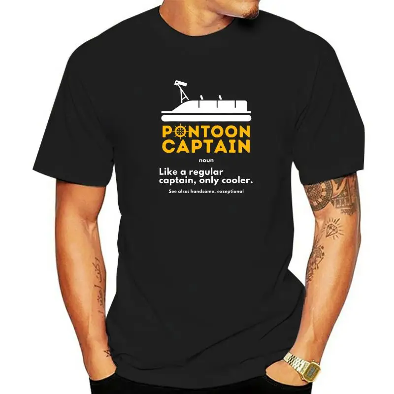 Pontoon Captain Definition Funny Boat Pontooning Boating T-Shirt Cotton High Street Tops T Shirt New Young T Shirts Funny