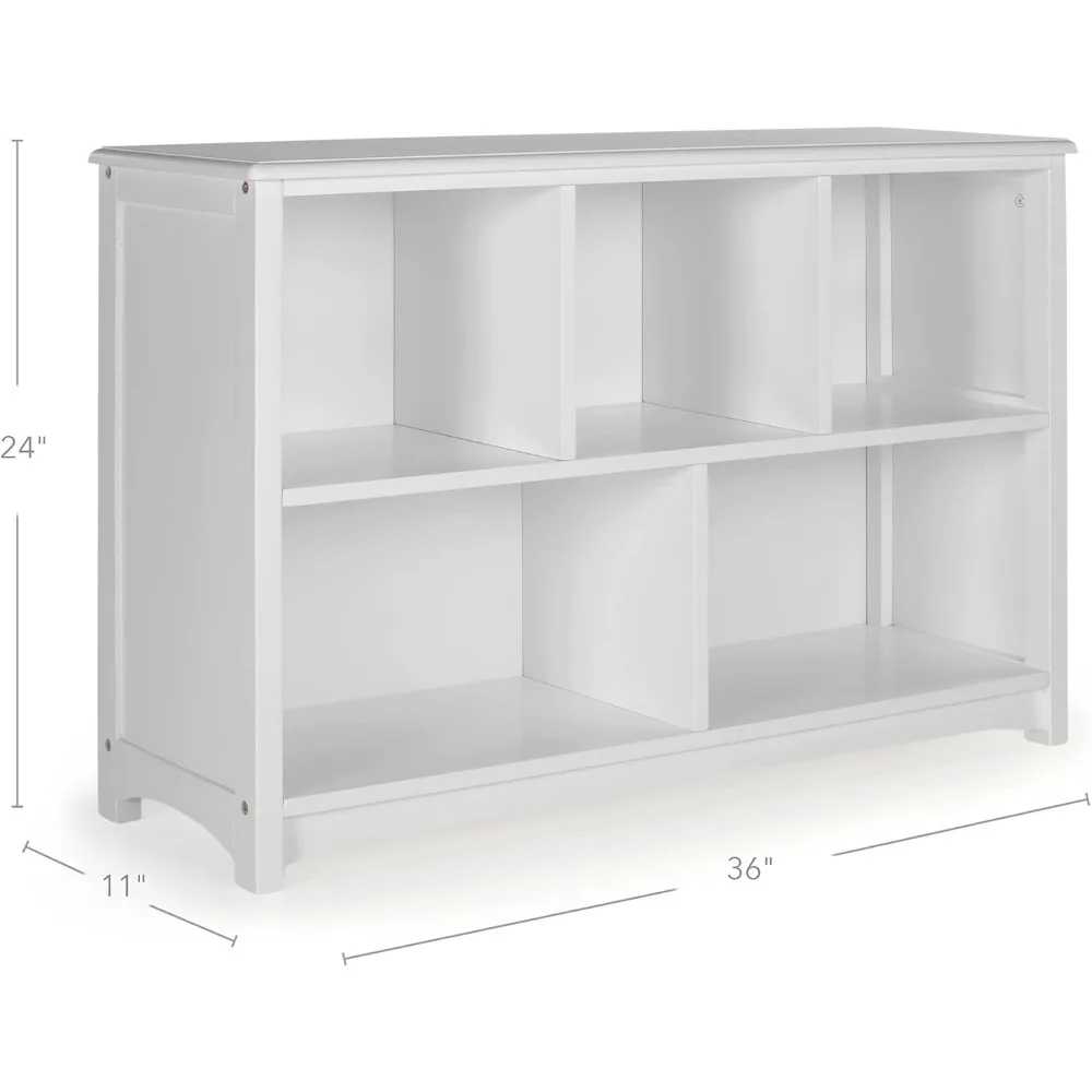 Classic Kids Bookshelf - Gray: Wooden 5-Compartment Storage Shelving Unit for Toys, Books, Paper, TV, and Bins - Children's