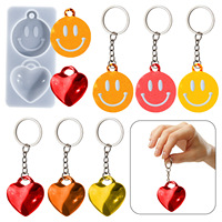 Silicone Mold Kit DIY Love Heart & Smiley Face Pendants for Keychains/Bag Charms, Epoxy Resin Craft Supplies for Jewelry Making