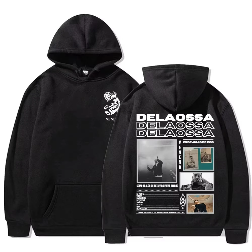 Rapper Delaossa Veneno Album 2026 Tour Sweatshirt Men Women Vintage 90s Hip Hop Style Hoodie Autumn/Winter Casual Comfort Hooded