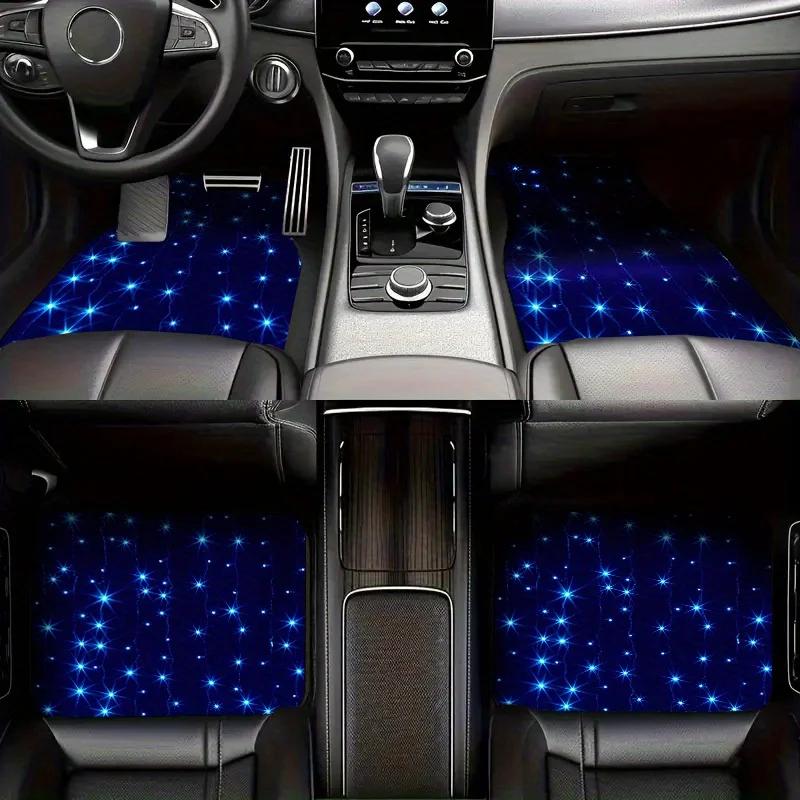 [Stylish SUV Car Mats] 4pcs Blue Starry Sky Pattern Universal SUV Car Mat | Logo Theme Elements For Front And Rear Seats, Stylis
