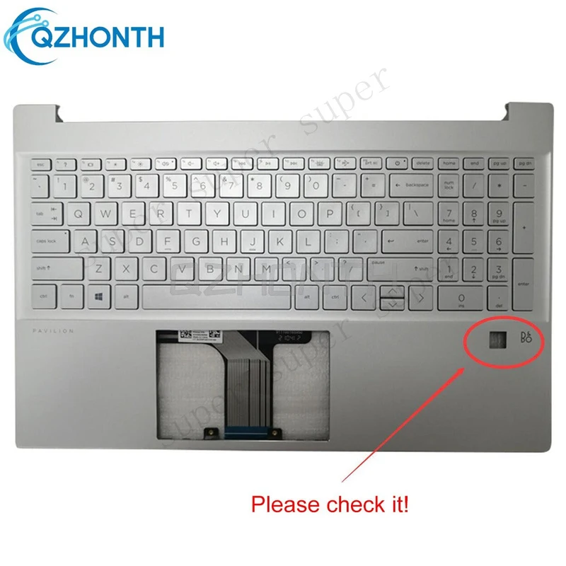 S+   New Palmrest w/ FRP Backlit Keyboard HP Pavilion 15-EH 15-EG M08910-001 Silver