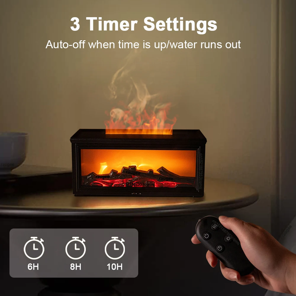 Aroma Air Humidifier Simulated Fireplace Essential Oil Diffuser 280ML Household Colorful Flame Aroma Diffuser with RemoteControl