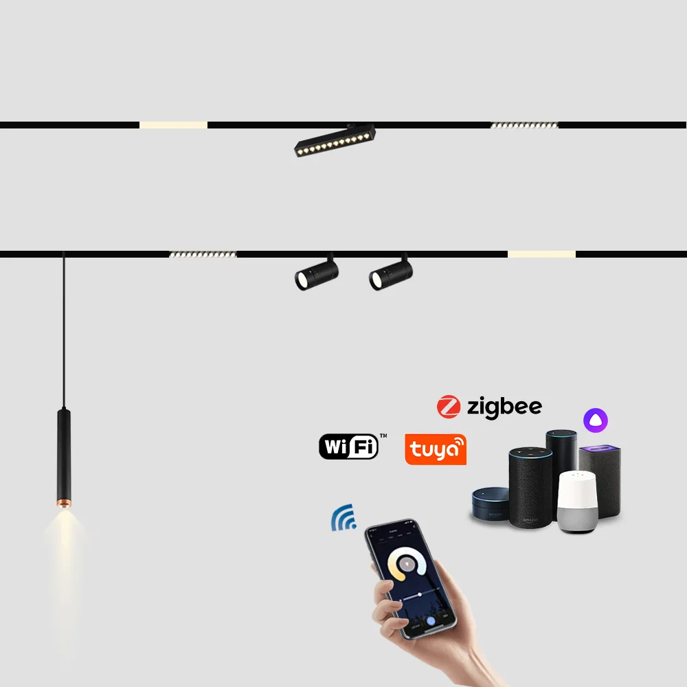 DC90V-265V Surface Recessed Track Rail Magnet LED Linear Spot Light Dimmable Magnetic Track Lighting System