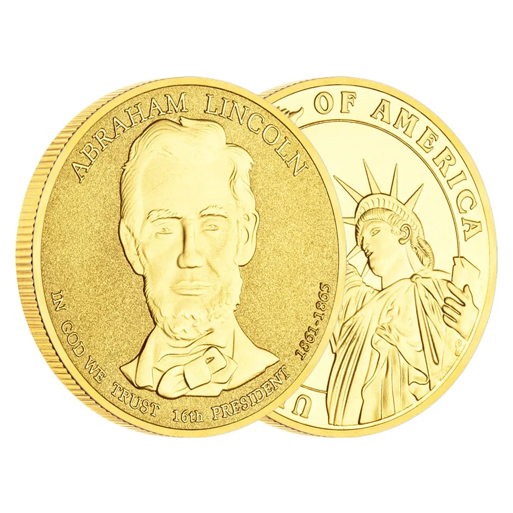 الولايات المتحدة الأمريكية العملة التذكارية الحرية 16th الرئيس أبراهام لينكولن عملة المجموعة مطلية بالذهب #4