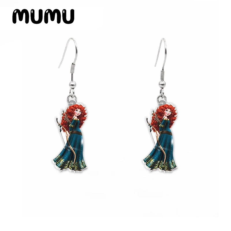 2024 New Princess Merida Dangle Earring Movie Brave Acrylic Earrings Handmade Jewelry Epoxy Resin Fish Hook Earring