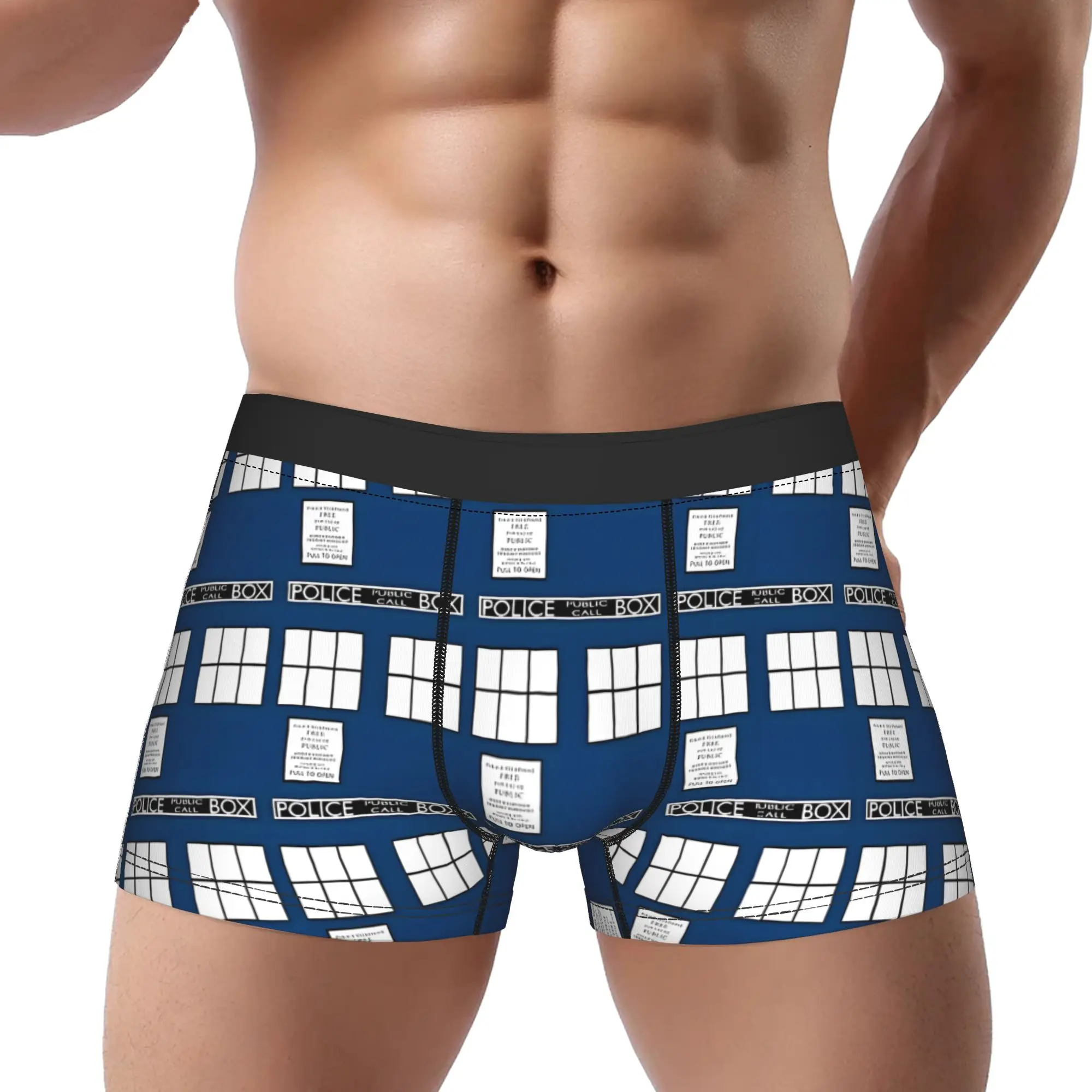 

Police Box Underwear Man Polyester Boxer Briefs Underpants Printed