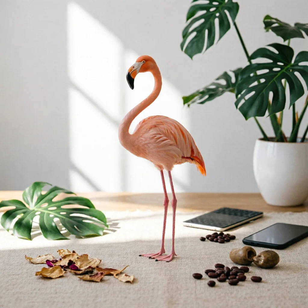 Flamingo Statue with Base Distressed Metal Flamingo Retro Long-Lasting for Collectors, Living Room, Entryway