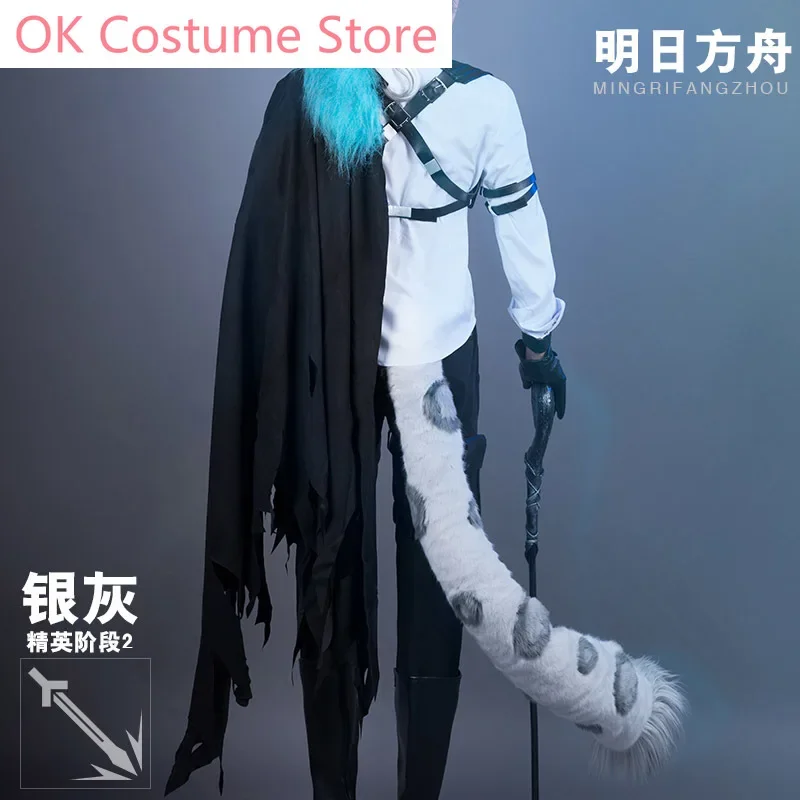 Anime! Arknights SilverAsh Battle Suit Gothic Uniform Cosplay Costume Full Set Halloween Party Outfit For Men