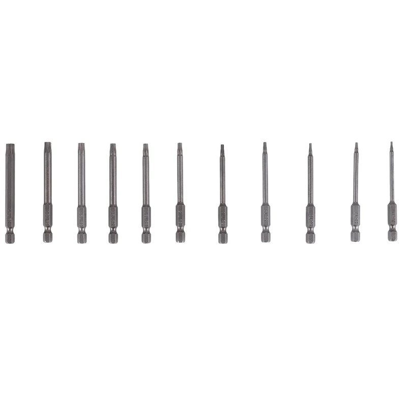 

11Pcs 75Mm Magnetic S2 Steel Screwdriver Bits Hex Torx Head T6/T7/T8/T9/T10/T15/T20/T25/T27/T30/T40