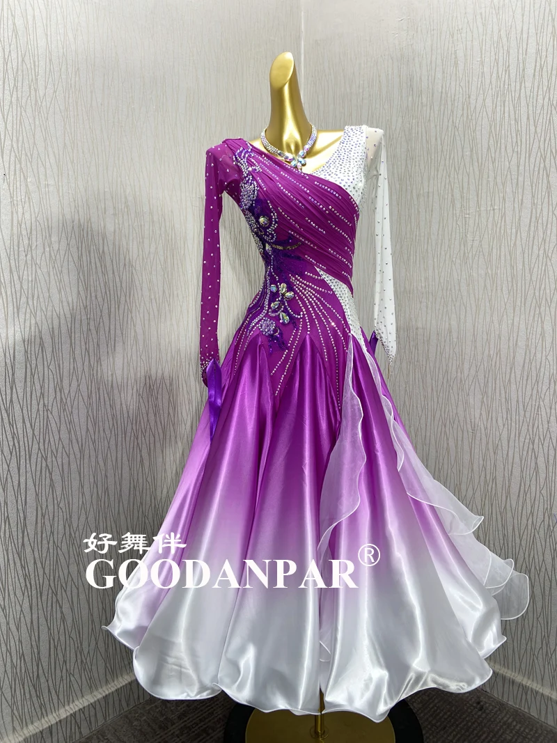 New  gradual color Standard Dance Dress ballroom dance dress  ballroom dress for Competition modern dance Costume  GOODANPAR