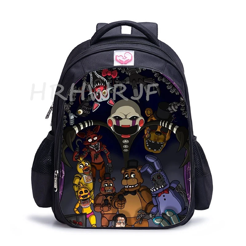 Mochila Escolar FNAF de 16 Pulgadas, Mochilas de Dibujos Animados Five Nights at Freddy Bear para Adolescentes y Niños, Mochila Escolar