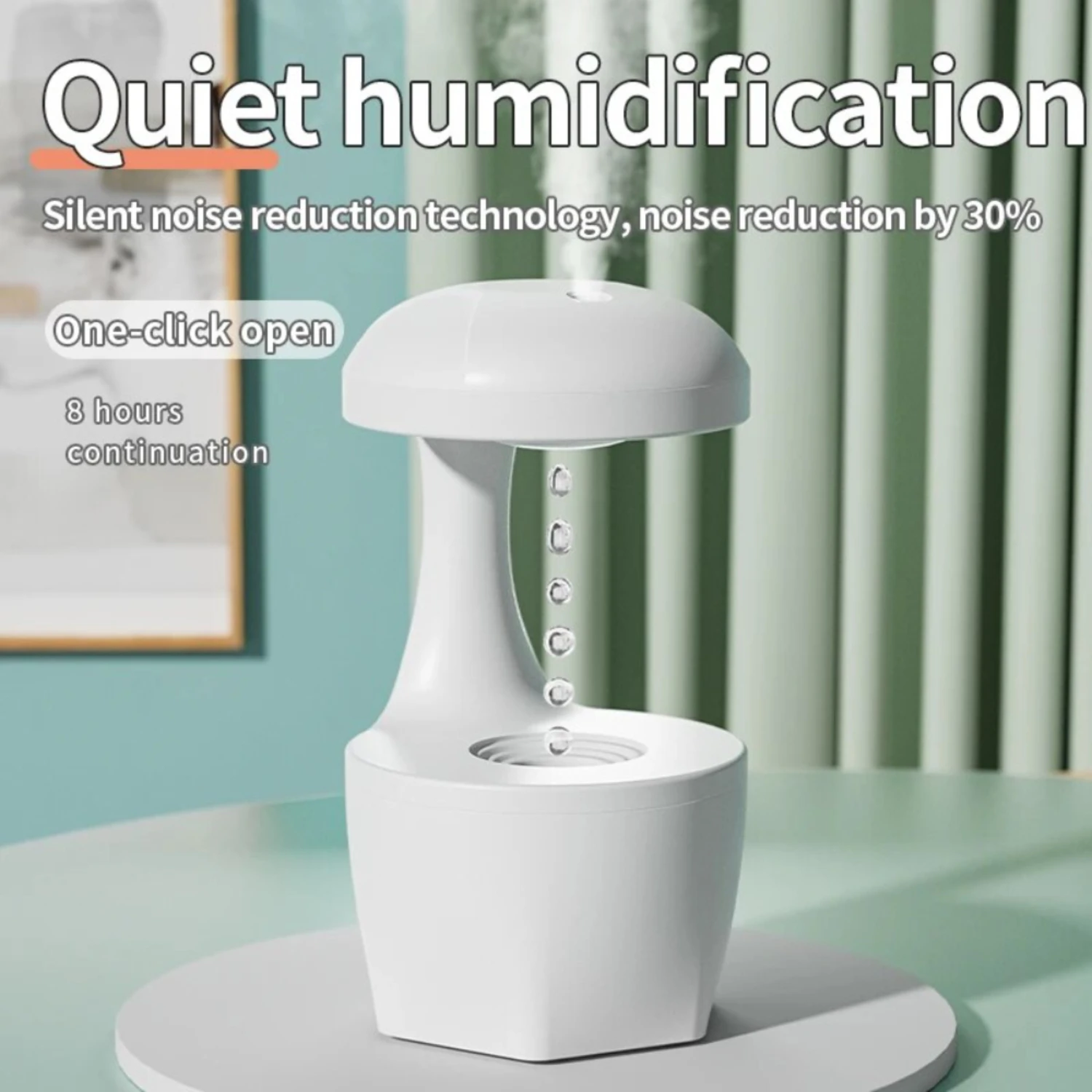 Anti-Gravity Levitating Cool Mist Maker, Novo contador de mudos, Umidificador atual com gotas de água, Fogger para aliviar a fadiga