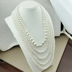 fnaf 2 rupee item 5 Rope Long Necklace White Beads Pearl Necklace Sweater Women Demon Slayer Airtag  Fine Quality Wholesale