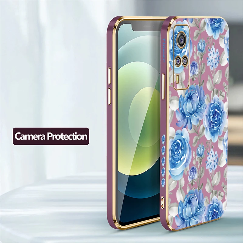 Plating Silicone Phone Case For Vivo Y01 Y12 Y12i Y11S Y11 Y15 Y15A Y15S Y9S Y5S Y03T Y02S Y02 Shockproof Flower Pattern Cover #5