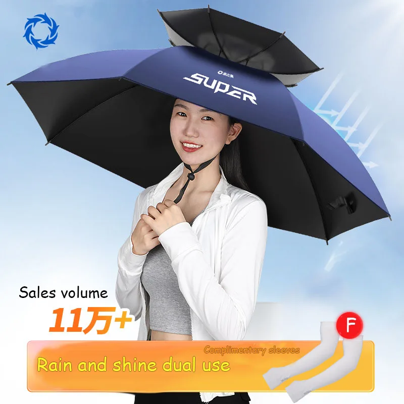 

Foldable Umbrella Sun Hat UV Protection, Hands Free Cap Sunshade Hat Adjustable Headwear for Fishing Golf Camping Beach