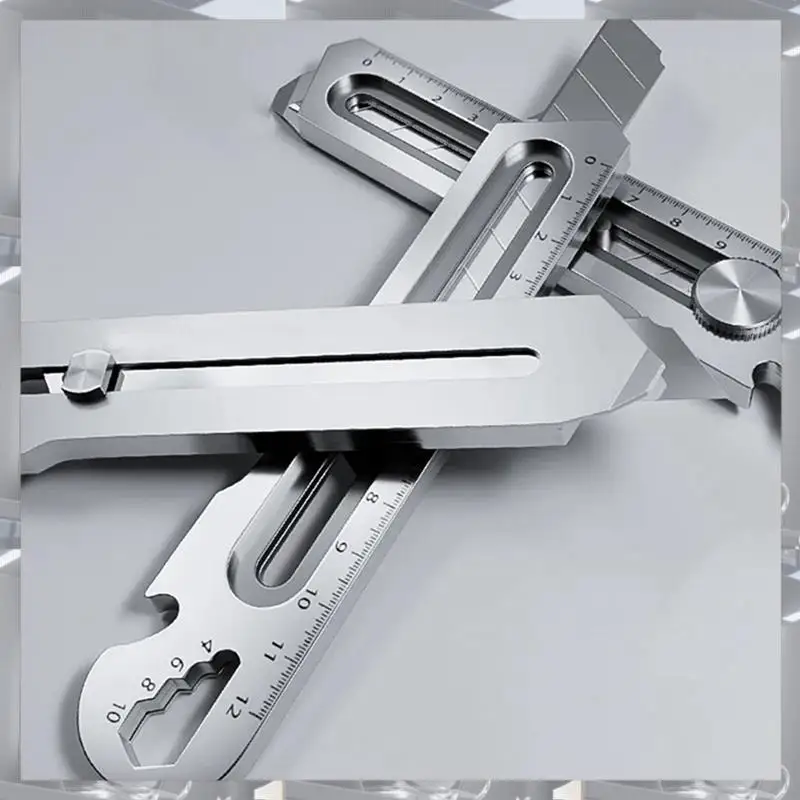 Hot Selling-6 In 1 Multifunction Stainless Steel Utility Knife Tail Break Design/Ruler/Bottle Opener Retractable Box Cutter,6 In