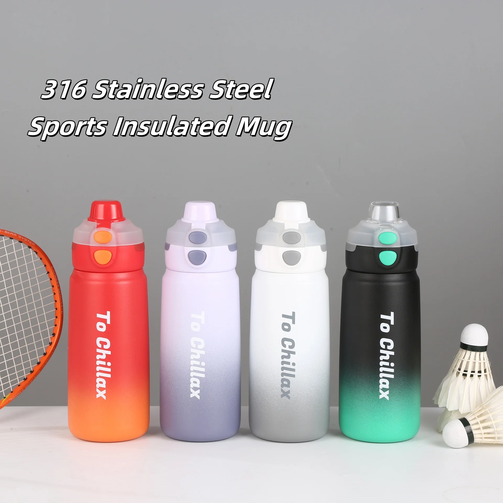 

500ML Double Spout Spring lid 316 stainless steel color insulated cup sports car outdoor water bottle cold insulated water mug
