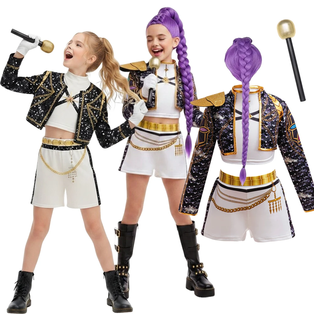 Mädchen Cosplay Superstar Sänger Modekleidung Bühnenauftritt Verkleidung Uniform Kinder Show Party Rollenspiel Kostüme