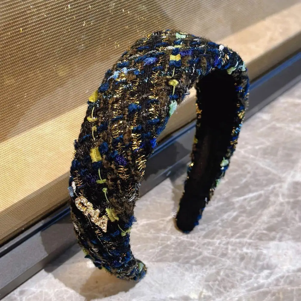 

1PC Vintage Tweed Headband For Women French Wide-Brimmed Hairband Autumn Winter Knitted Wool Hair Hoop Elegant Hair Accessories