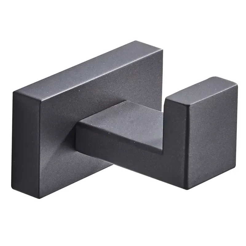 Wall Mounted Bathroom Accessories Set Black Towel Rack Set Stainless Steel view 3