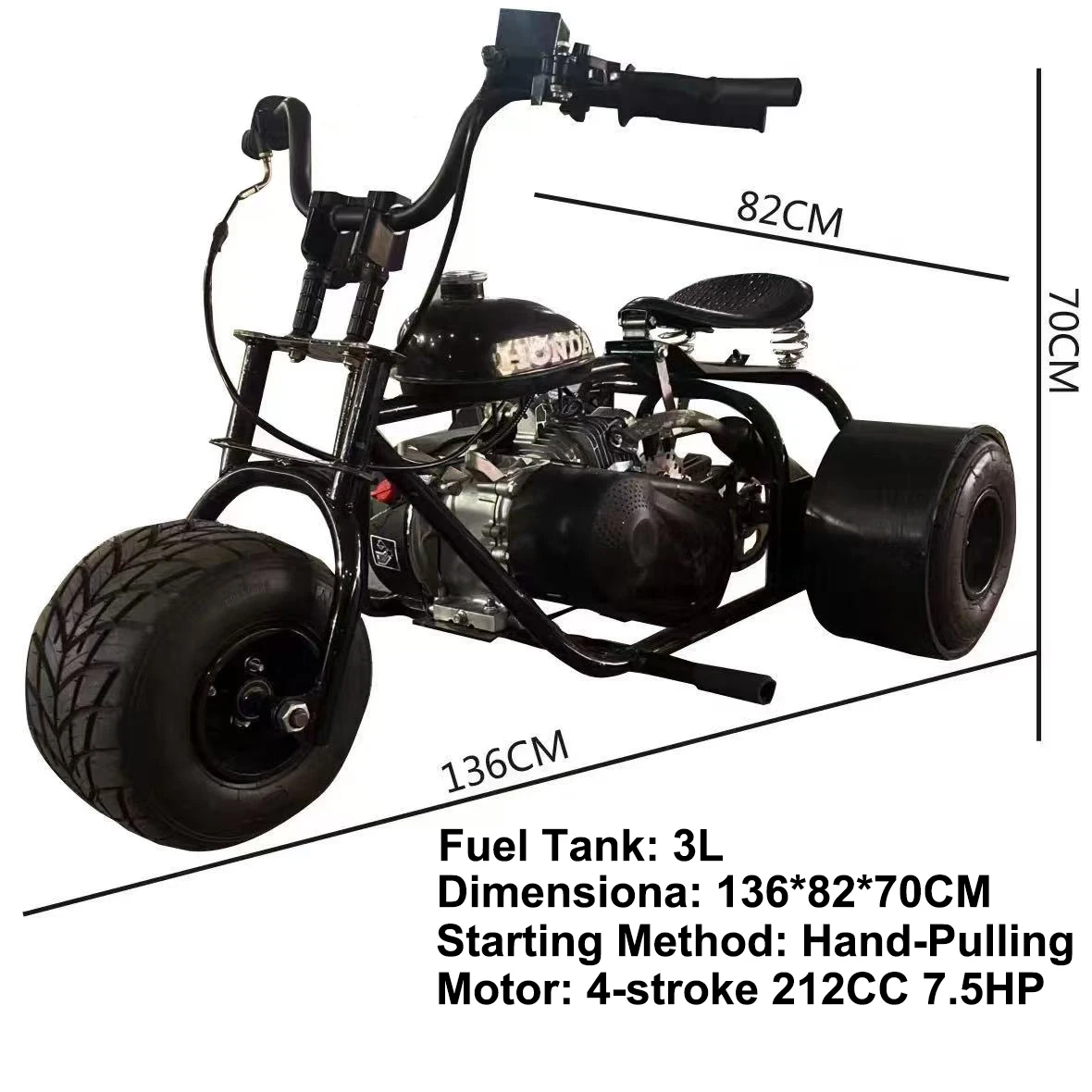 Customized 2026 New Racing Pedal Mini Bike 212cc 8.5HP 4 Stroke Gas Powered Chain Drive Off-Road Go Kart For Adults