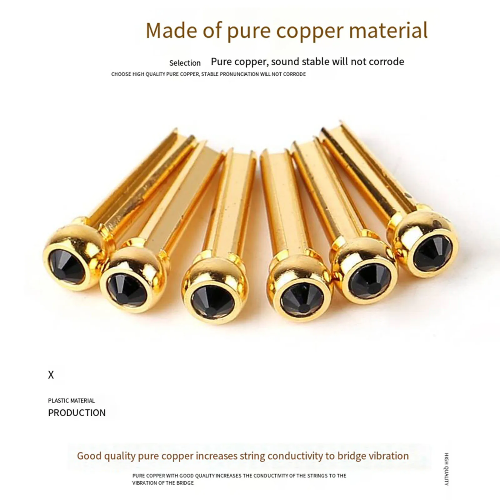 

Quick-Change Brass String Pins - Ergonomic Guitar Bridge Cones W/ Grip Grooves & Installation Tool for Smooth String Replacement