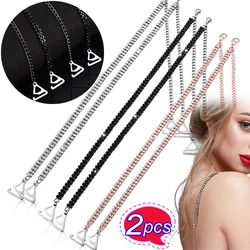 1pair Rhinestone Bra Straps Invisible Metal Underwear Strap Non-Slip Shoulder Adjustable Lingerie Brassiere Holder Accessories