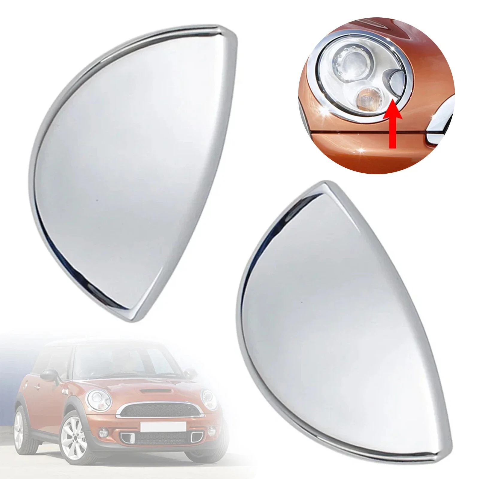 

1pair Left & Right Headlight Washer Nozzle Cover Cap For Mini Cooper R55 R56 R57 R58 R59 08-14 Car Headlight Cleaning Nozzle Cap