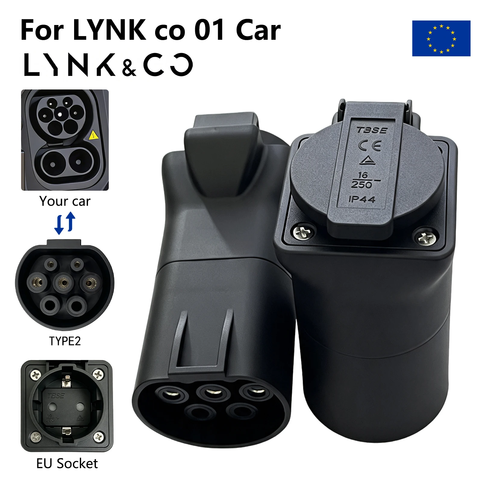 Type2 V2L-ontladingsadapter geschikt voor BYD, MG, Deepal, Geely, Jaecoo, Omoda, LYNK voertuig-naar-belasting-stekker EU-aansluiting EV-kampeervoertuigen